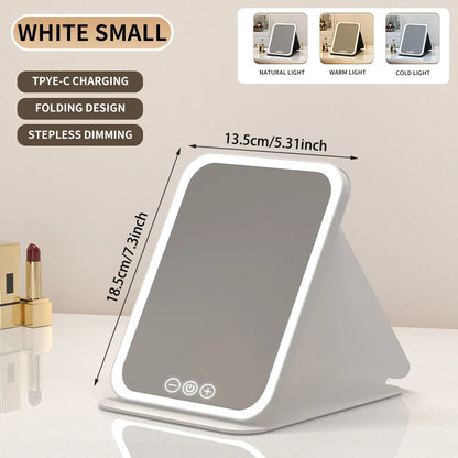 VividVue™ Portable Makeup Mirror – 3 Light Modes, Touch Control