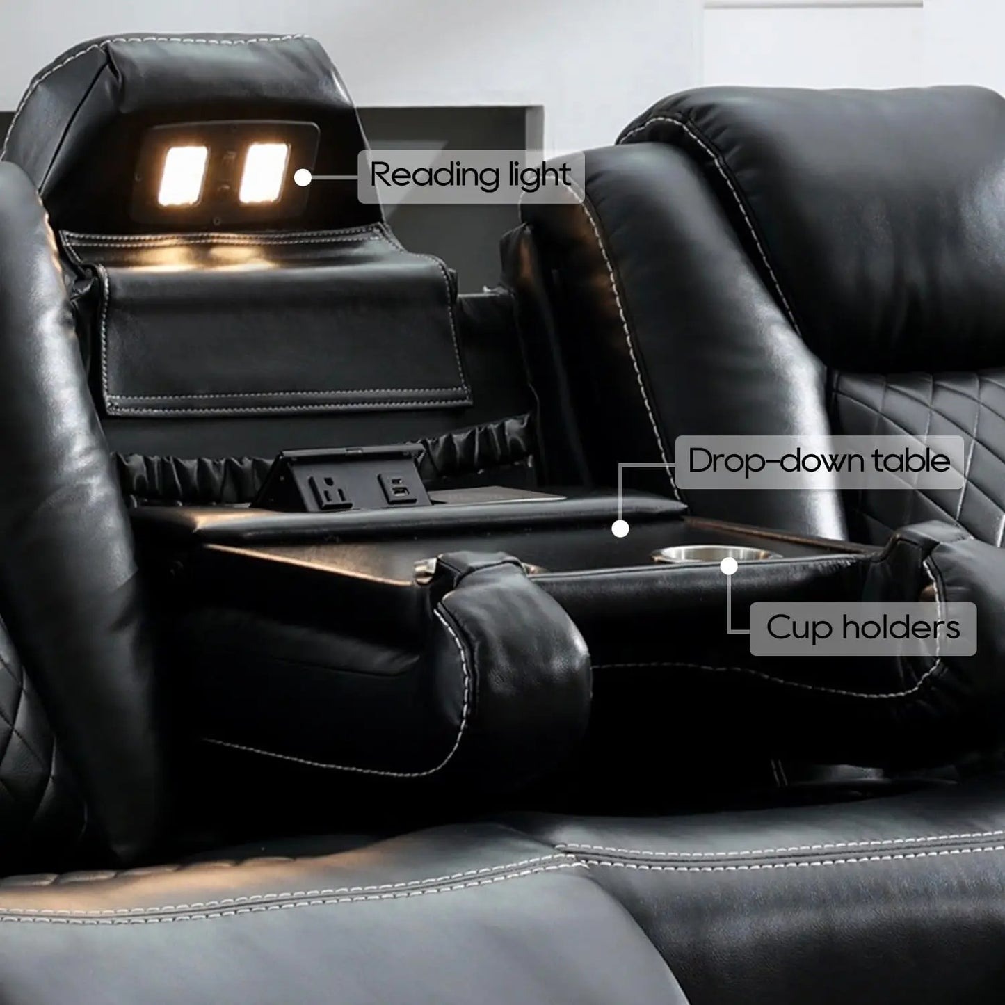 TODRANI™ Zero-Gravity Power Reclining Sofa with Wireless Charging & LED Lighting