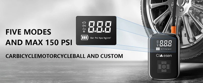 Smart Portable Tire Inflator – Wireless 150 PSI Air Pump