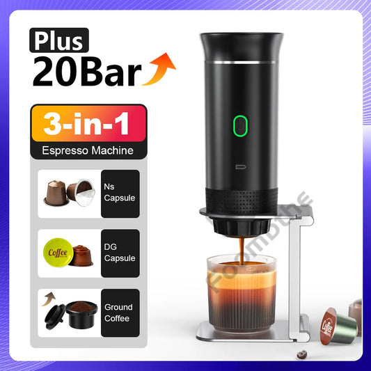 BrewMate™ Portable 3-in-1 Espresso Maker – Wireless Travel Coffee Machine for Home, Car & Camping