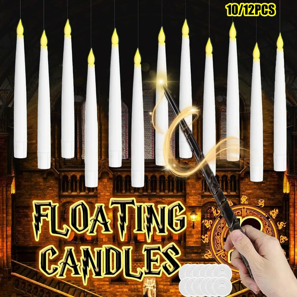 EnchantGlow™ Floating LED Candles with Magic Wand