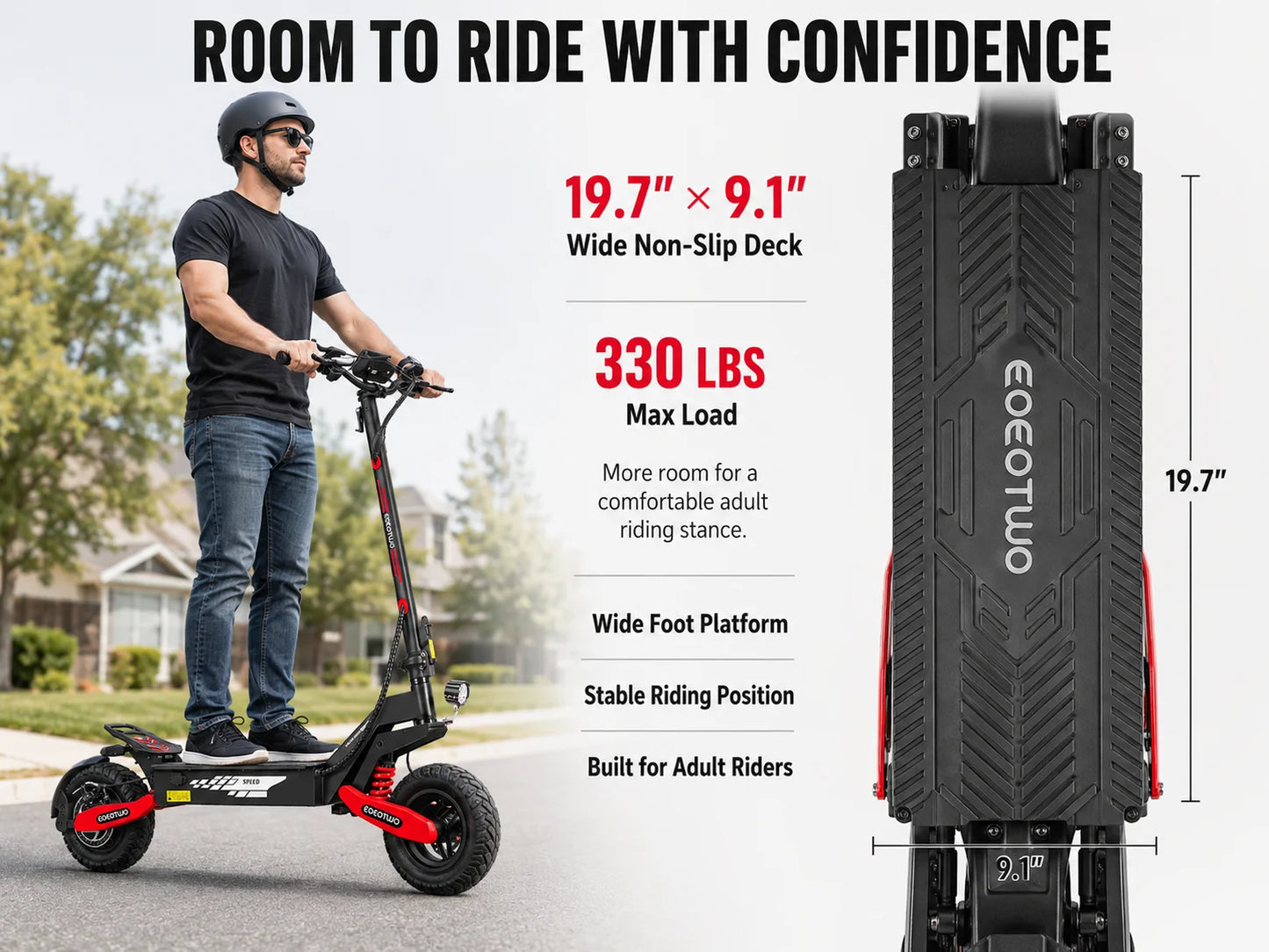 EOEOTWO™ 1200W Off-Road Electric Scooter – 28-31 MPH Long Range