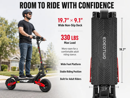 EOEOTWO™ 1200W Off-Road Electric Scooter – 28-31 MPH Long Range