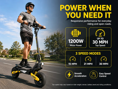 EOEOTWO™ 1200W Off-Road Electric Scooter – 28-31 MPH Long Range