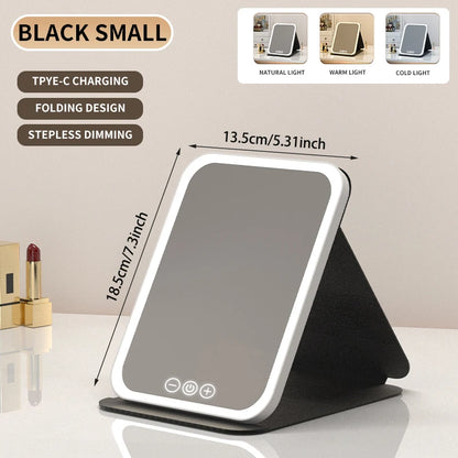 VividVue™ Portable Makeup Mirror – 3 Light Modes, Touch Control
