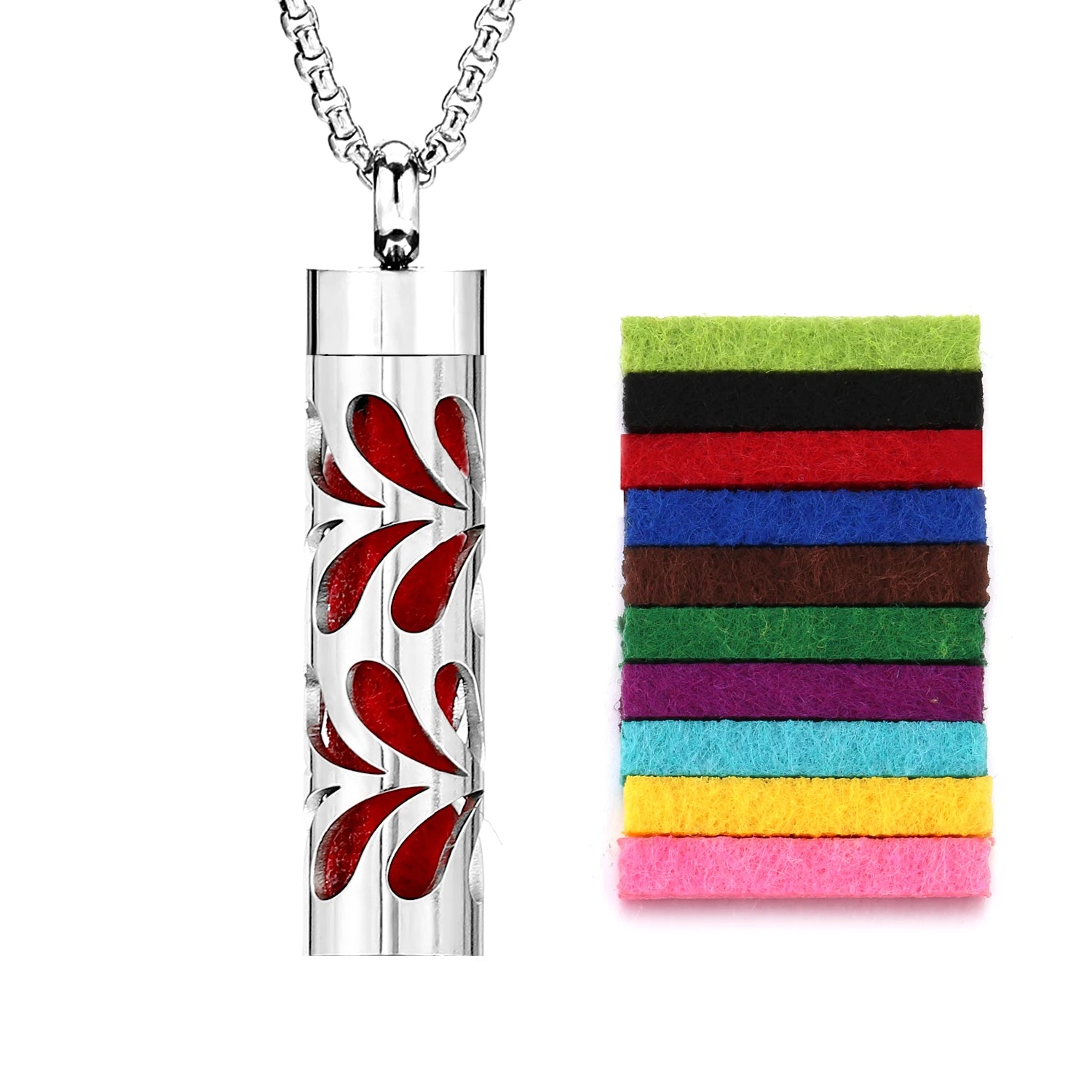 Stylish Stainless Steel Air Freshener Pendant Necklace - Versatile Perfume Oil Diffuser Charm for Men, Women, and Teens