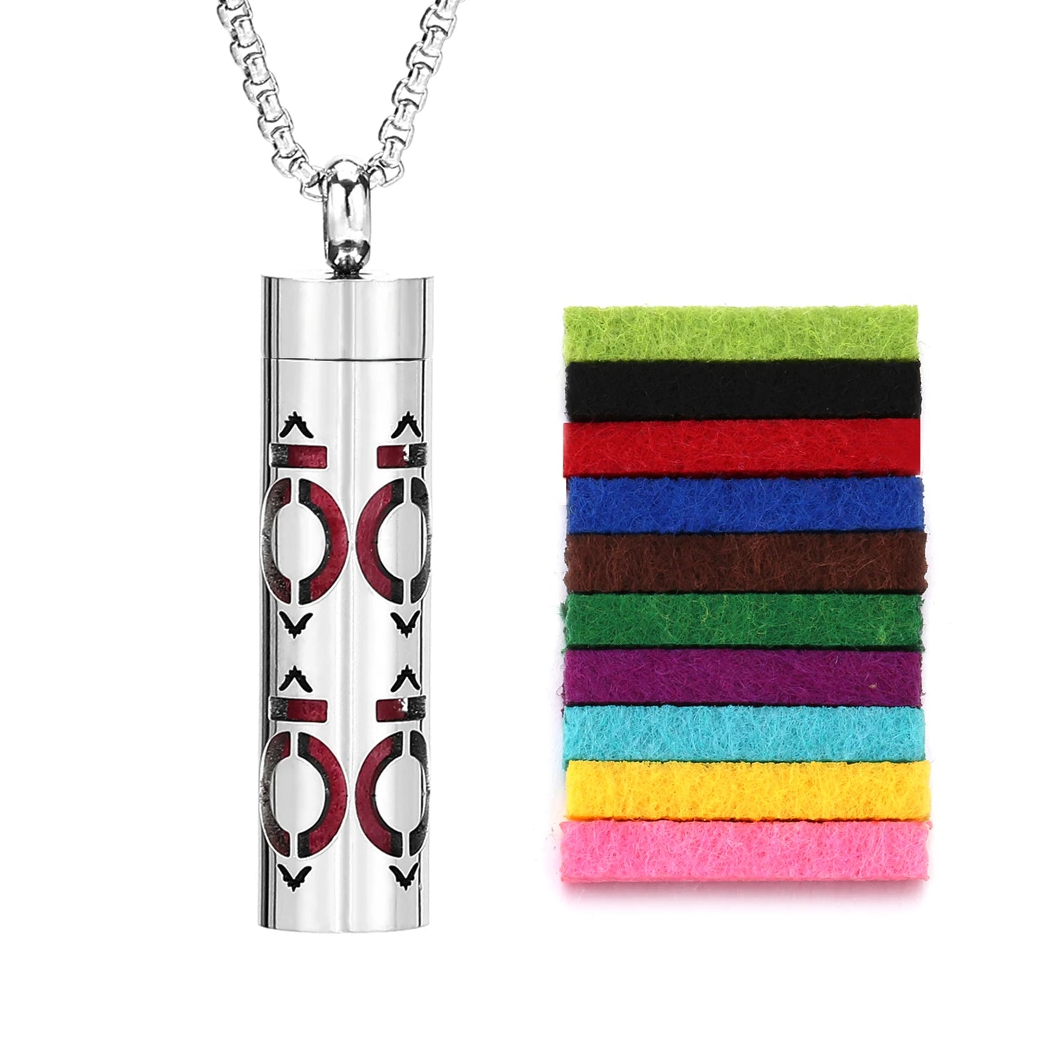 Stylish Stainless Steel Air Freshener Pendant Necklace - Versatile Perfume Oil Diffuser Charm for Men, Women, and Teens