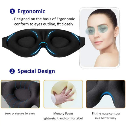 SleepEase™ 3D Contour Sleep Mask – No Pressure, Total Darkness, Ultra-Soft Fit
