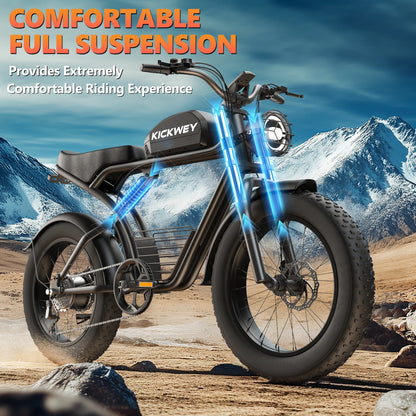 Kickwey K7 1500W Electric Bike – 48V 23Ah Fat-Tire All-Terrain E-Bike