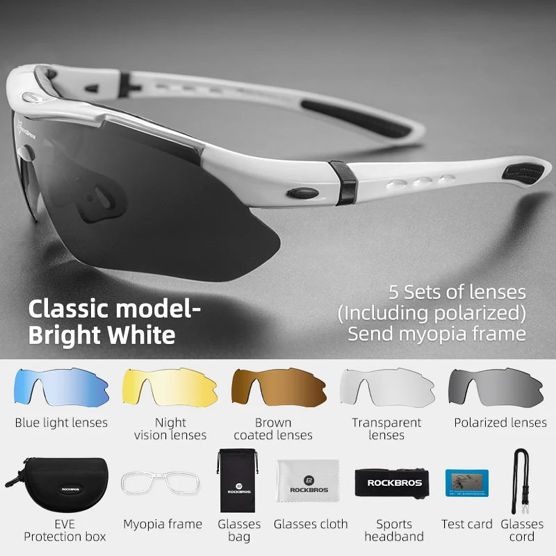 ROCKBROS Polarized Sports Sunglasses – 5 Lens Interchangeable Set