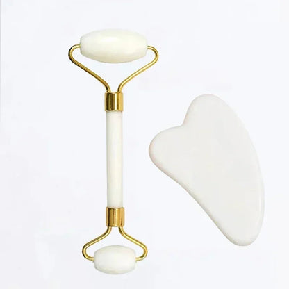 Natural Jade Roller & Gua Sha Set – Face, Neck & Eye Massage Tool