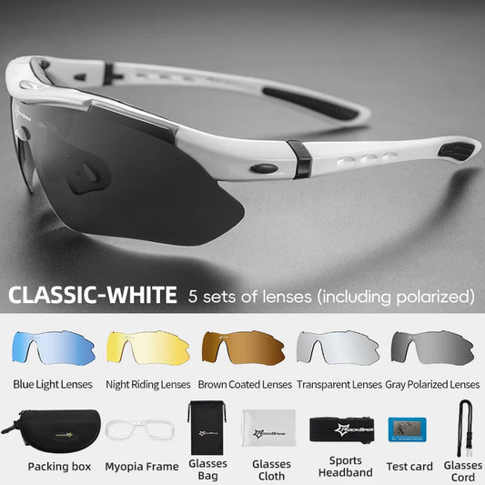 ROCKBROS Polarized Sports Sunglasses – 5 Lens Interchangeable Set
