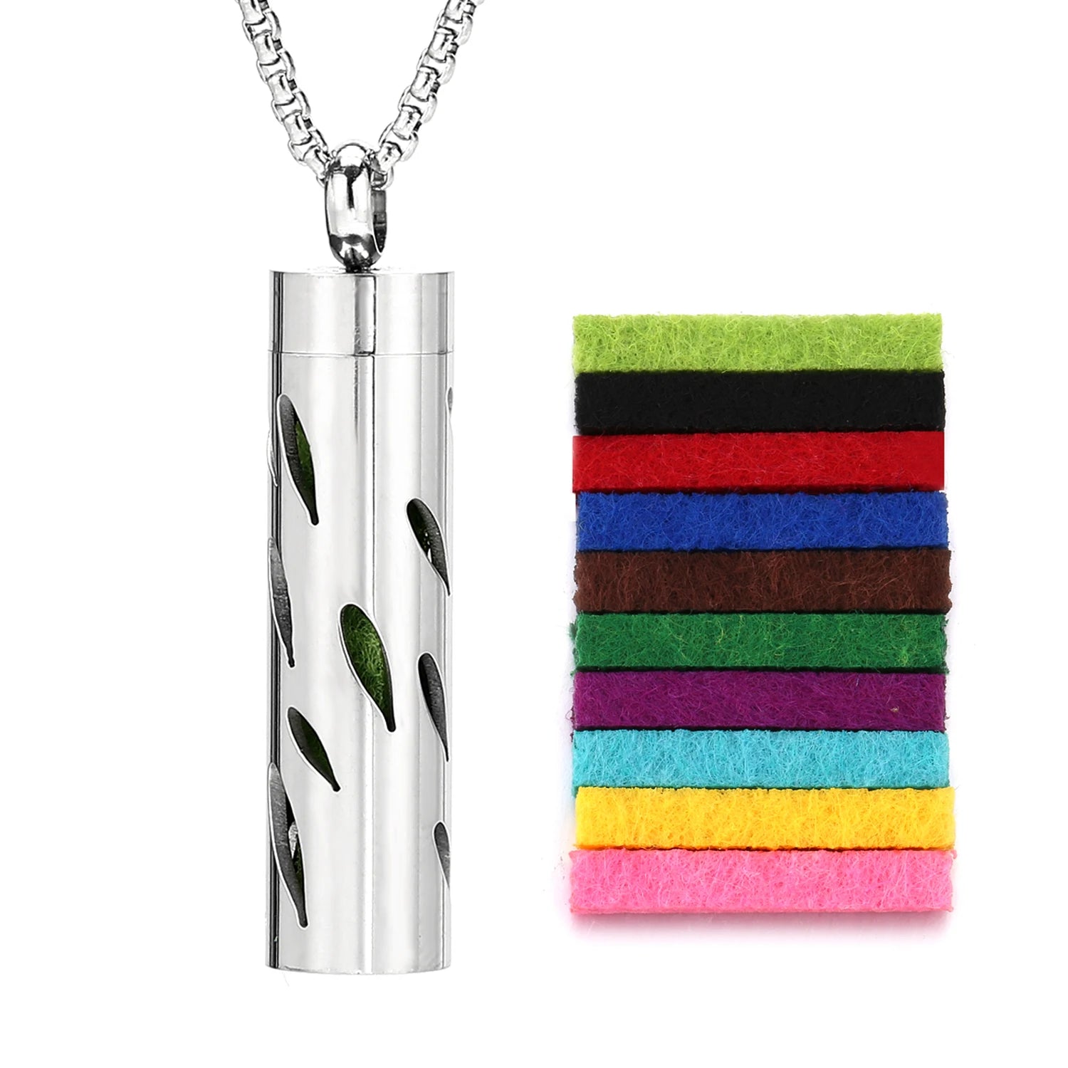 Stylish Stainless Steel Air Freshener Pendant Necklace - Versatile Perfume Oil Diffuser Charm for Men, Women, and Teens