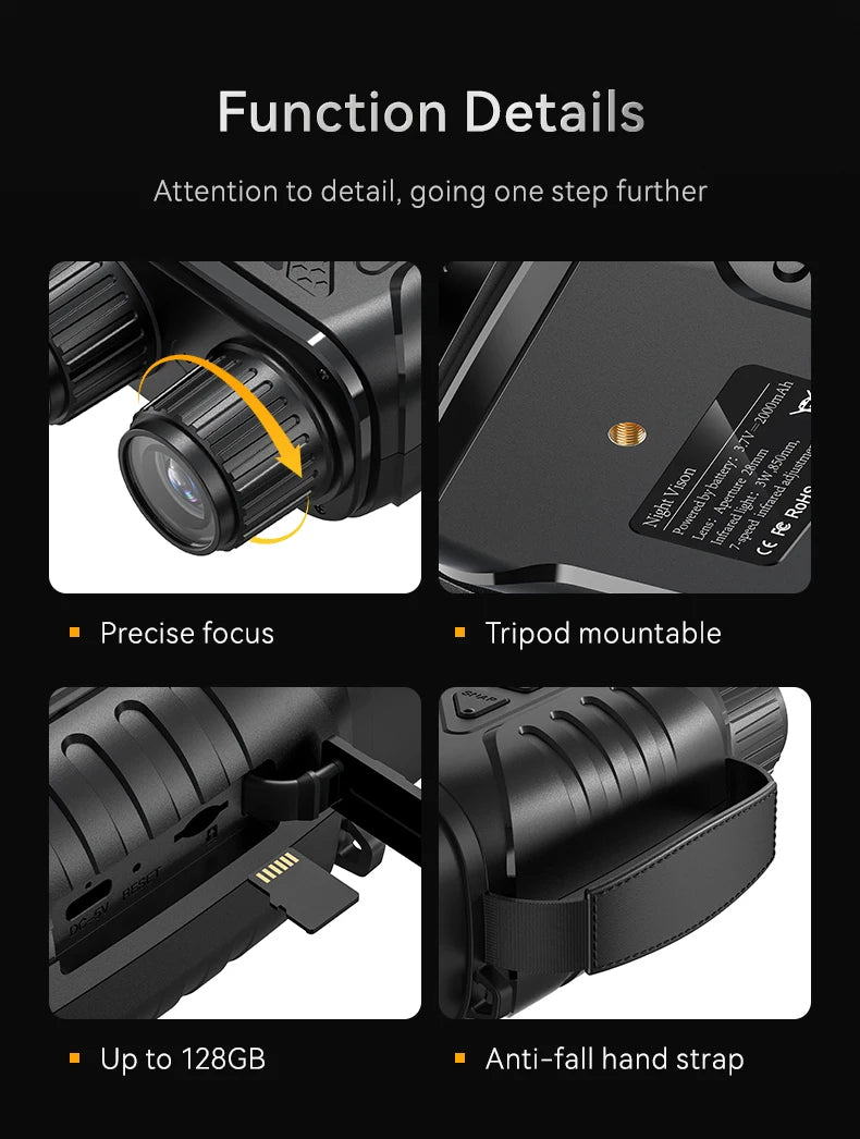 TrailView™ 1080P Night Vision Binoculars – 800m Infrared Range & 2.8” Screen