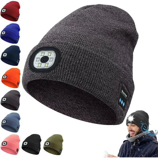 AudioBeam™ 3-in-1 Bluetooth Beanie — Built-In LED Headlamp & Wireless Headphones