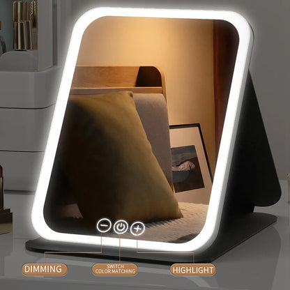 VividVue™ Portable Makeup Mirror – 3 Light Modes, Touch Control