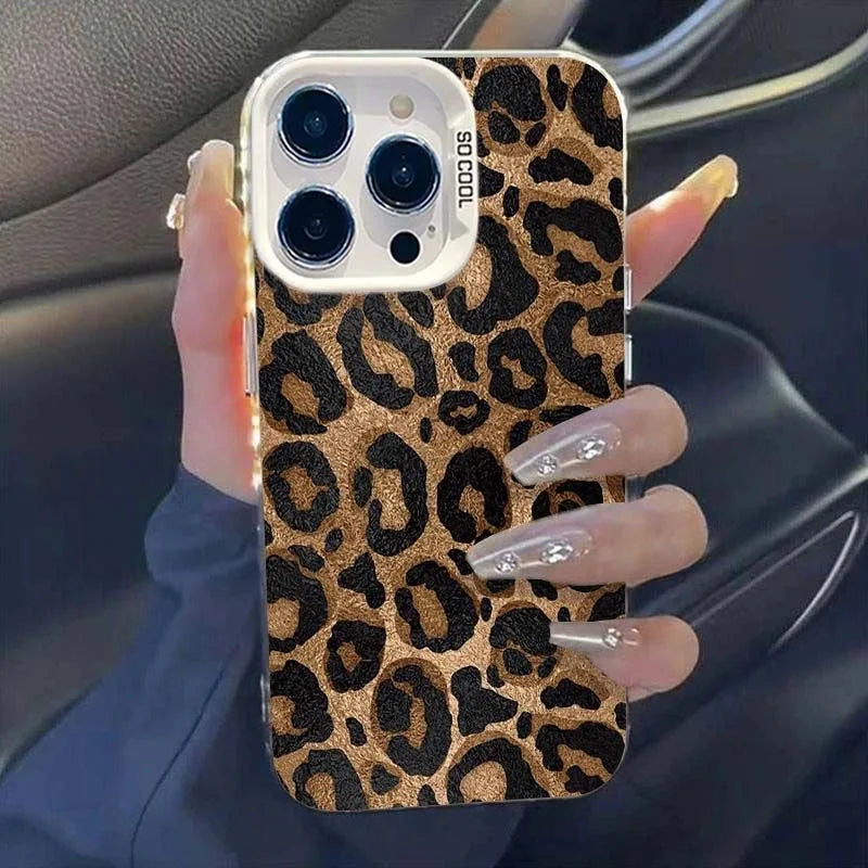 Leopard Print Phone Case for iPhone 11–17 Series – Shockproof Bumper Cover
