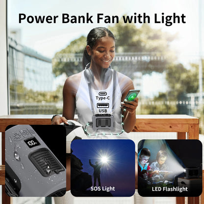 Socoolfan 14500mAh Wearable Fan – Dual Air Vents for Neck & Waist, Ideal for Outdoor Work & Travel