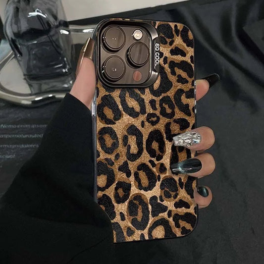Leopard Print Phone Case for iPhone 11–17 Series – Shockproof Bumper Cover