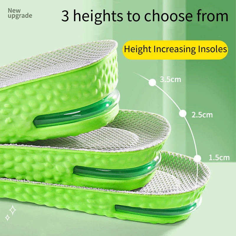Premium Air Cushion Height Boost Insoles – Breathable, Shock-Absorbing & Odor-Resistant