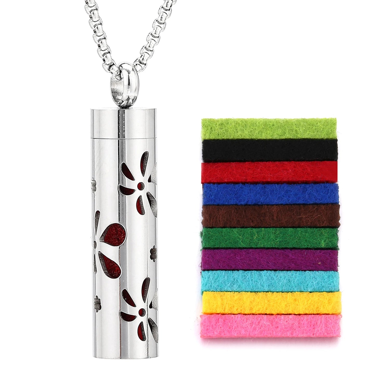 Stylish Stainless Steel Air Freshener Pendant Necklace - Versatile Perfume Oil Diffuser Charm for Men, Women, and Teens