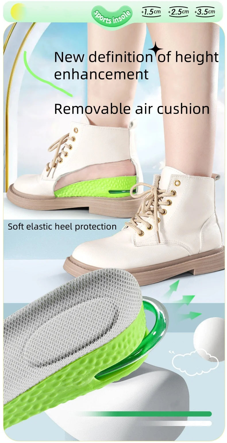 Premium Air Cushion Height Boost Insoles – Breathable, Shock-Absorbing & Odor-Resistant