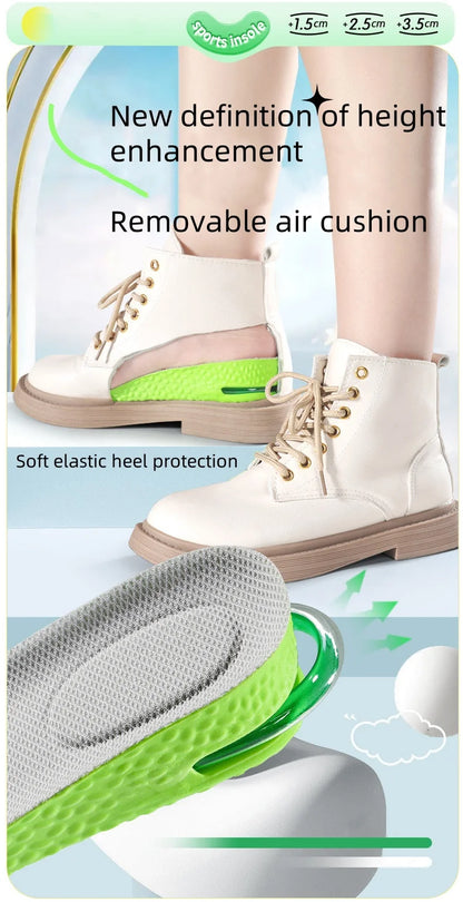 Premium Air Cushion Height Boost Insoles – Breathable, Shock-Absorbing & Odor-Resistant