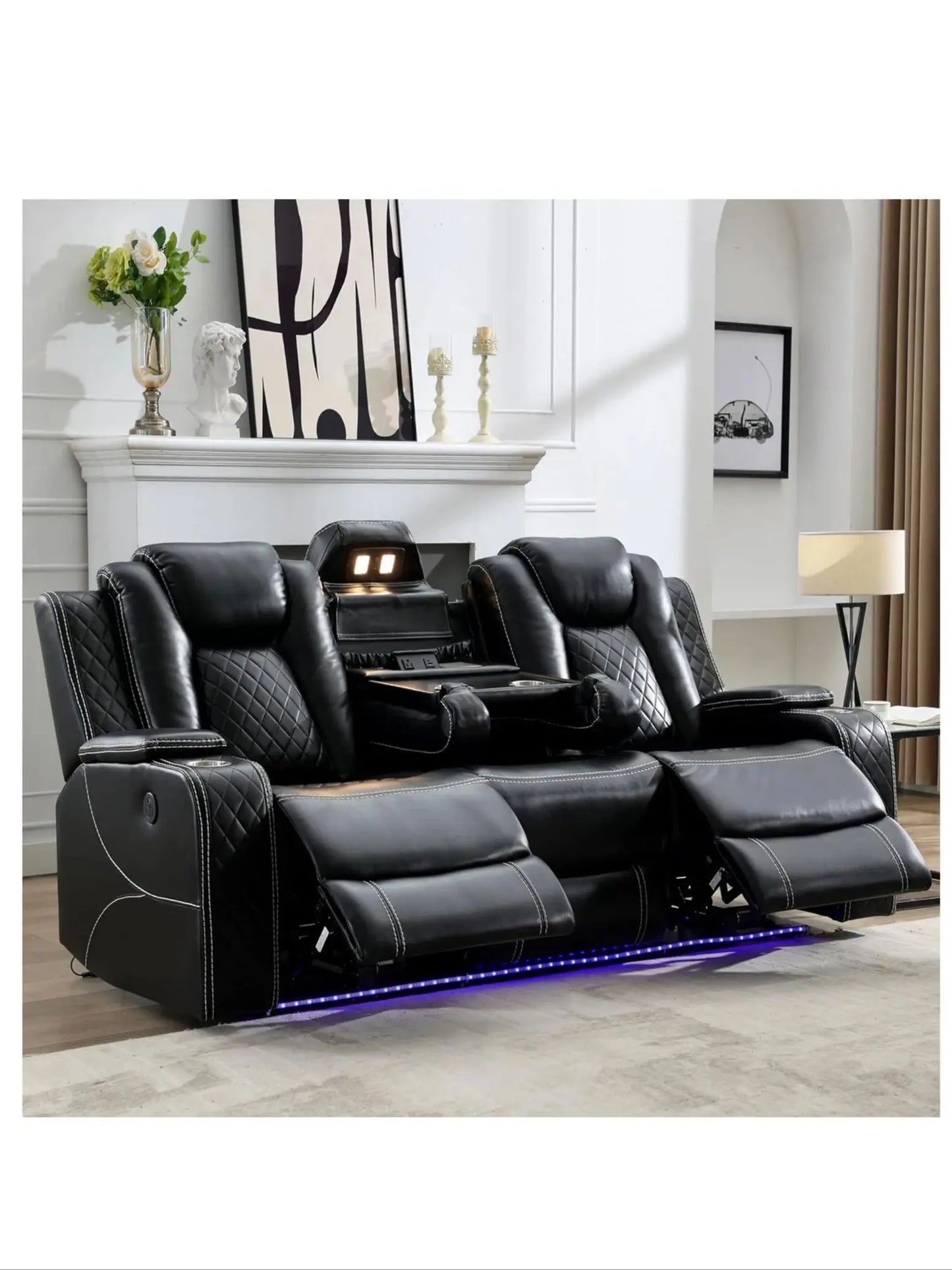 TODRANI™ Zero-Gravity Power Reclining Sofa with Wireless Charging & LED Lighting