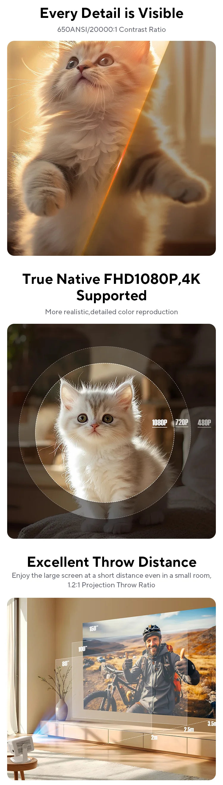 Magcubic™ L018 4K Smart Projector – Portable Home Cinema, 650 ANSI Brightness