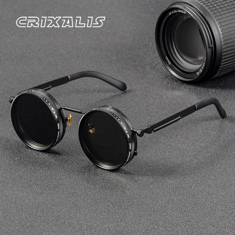 CRIXALIS Polarized Adjustable-Tint Sunglasses (ND9) – UV400 Retro Round Shades
