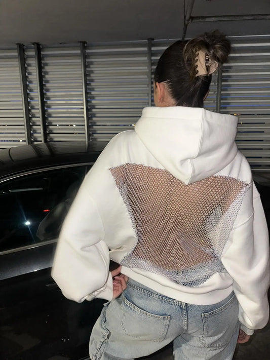 Backless Mesh Hoodie – Lightweight & Breathable Y2K Design