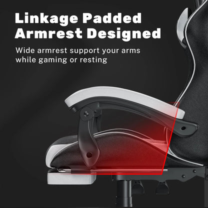 BIGZZIA™ Ergonomic Gaming Chair with Footrest – High-Back Recliner with Lumbar & Headrest Support