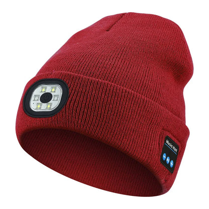 AudioBeam™ 3-in-1 Bluetooth Beanie — Built-In LED Headlamp & Wireless Headphones