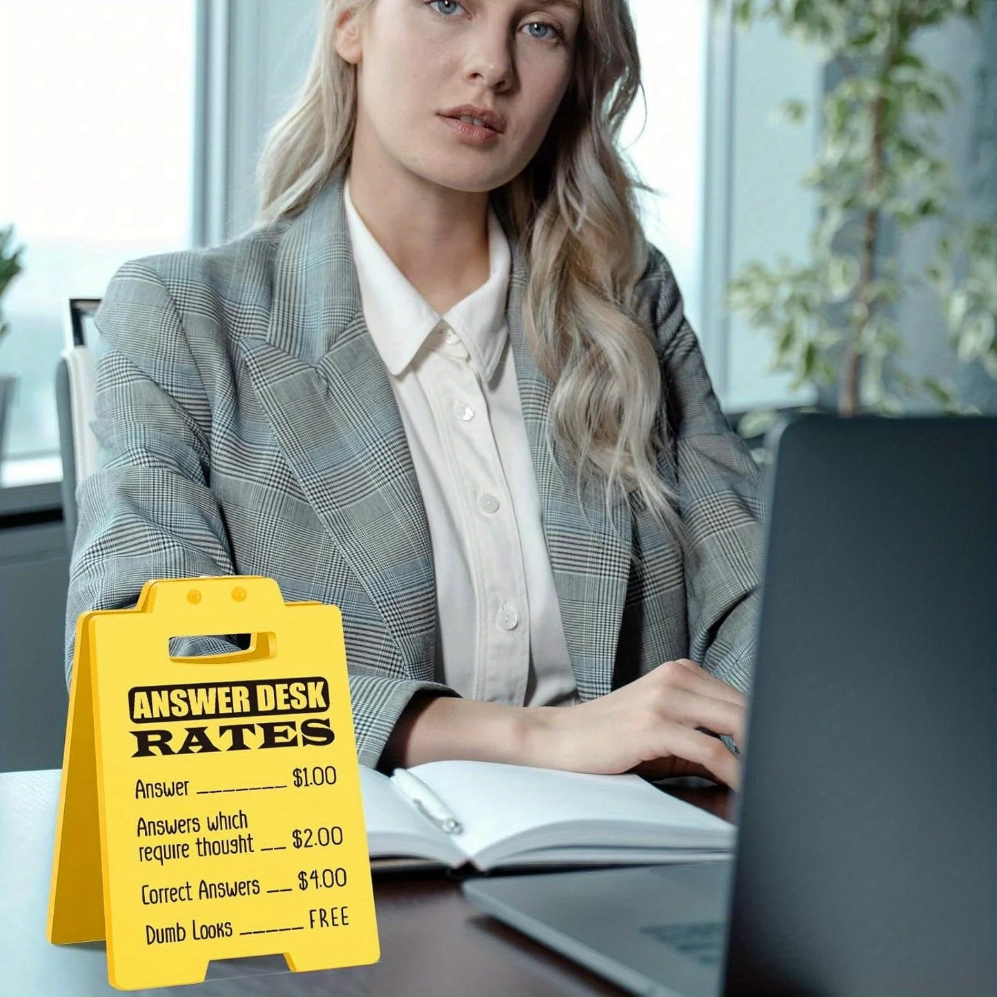 DeskRate™ Funny Answer Rate Desk Sign