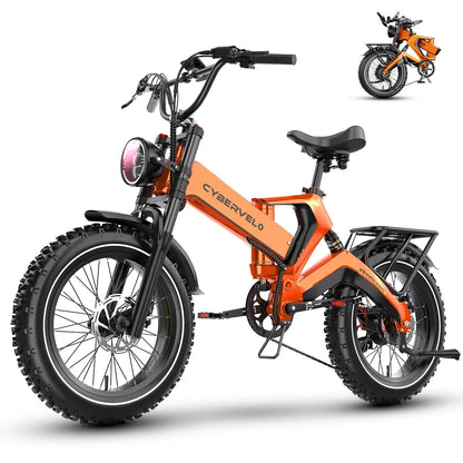 Cybervelo™ EK6 Folding Fat Tire E-Bike – 2000W Peak, 35+ MPH, 100+ Mile Range
