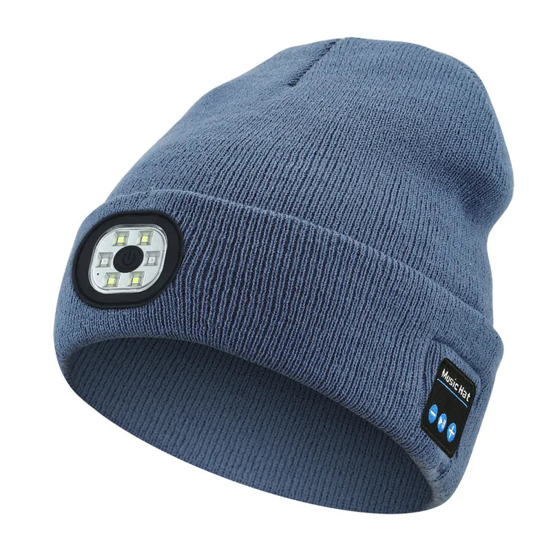 AudioBeam™ 3-in-1 Bluetooth Beanie — Built-In LED Headlamp & Wireless Headphones