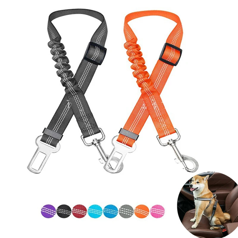 SafeRide™ Adjustable Dog Car Seat Belt – Pet Safety Harness Clip for Cars