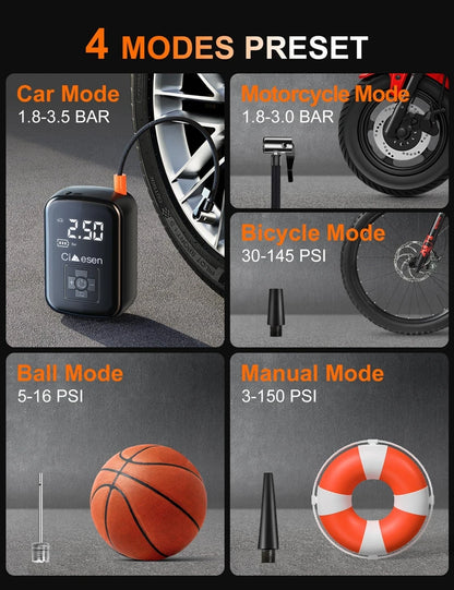 Smart Portable Tire Inflator – Wireless 150 PSI Air Pump