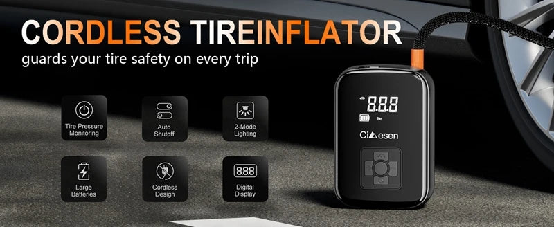 Smart Portable Tire Inflator – Wireless 150 PSI Air Pump