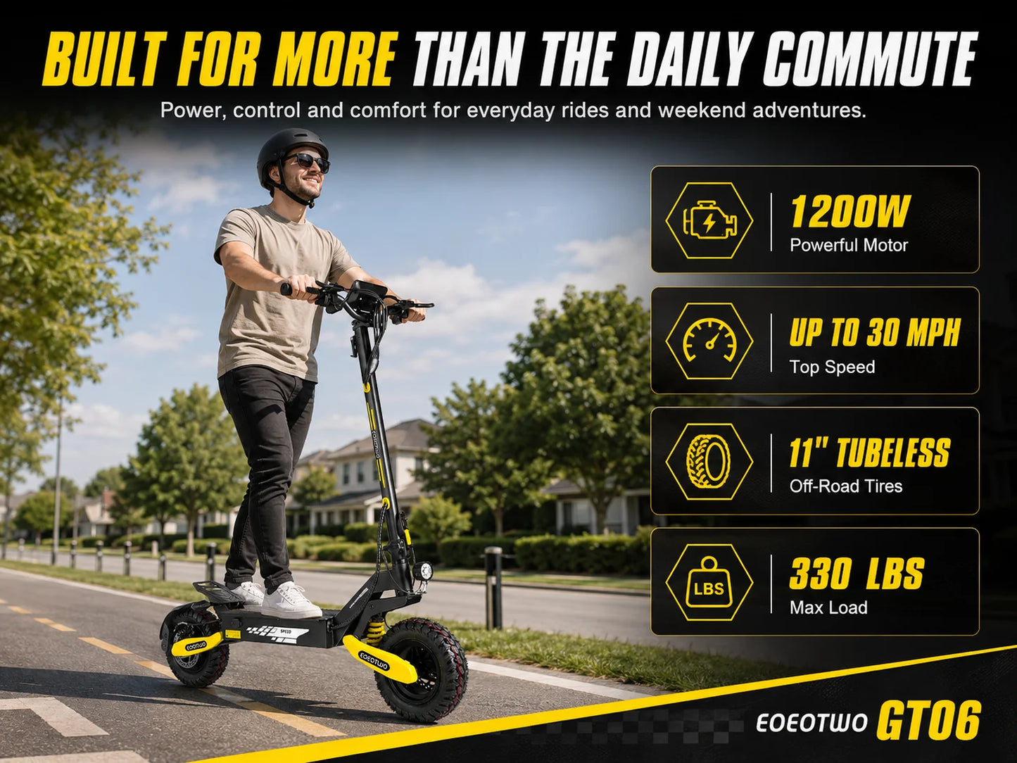 EOEOTWO™ 1200W Off-Road Electric Scooter – 28-31 MPH Long Range