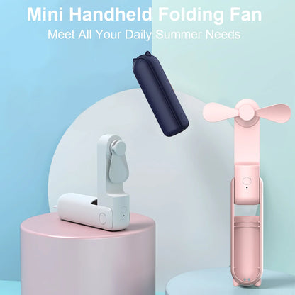 3-in-1 Portable USB Rechargeable Fan – 2000mAh, 3-Speed, Foldable Handheld & Desk Fan with Power Bank