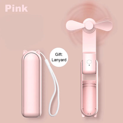 3-in-1 Portable USB Rechargeable Fan – 2000mAh, 3-Speed, Foldable Handheld & Desk Fan with Power Bank