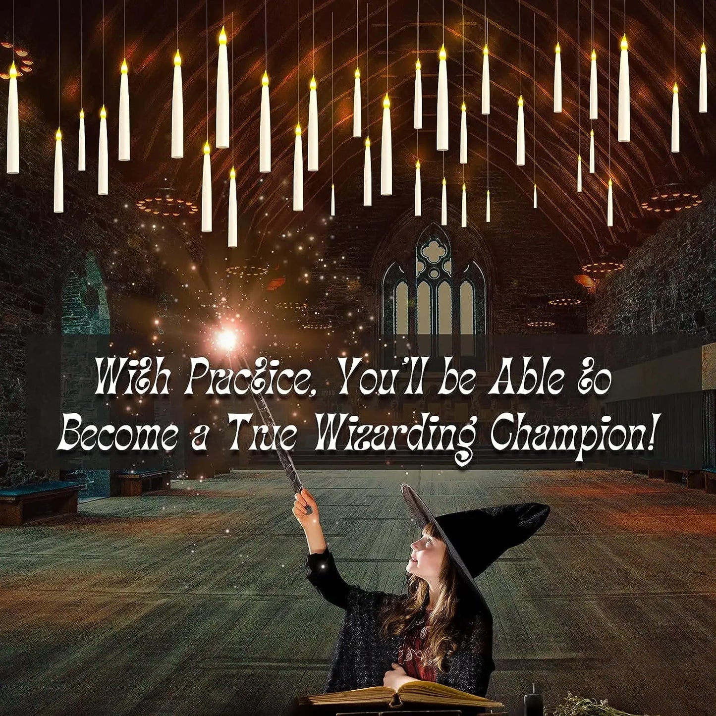 EnchantGlow™ Floating LED Candles with Magic Wand