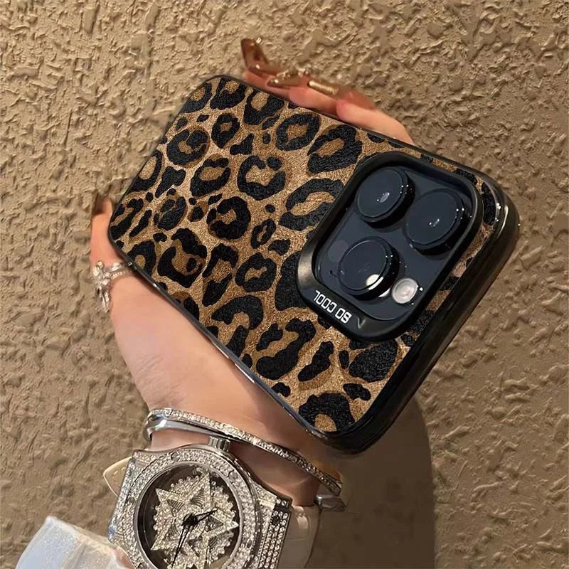 Leopard Print Phone Case for iPhone 11–17 Series – Shockproof Bumper Cover