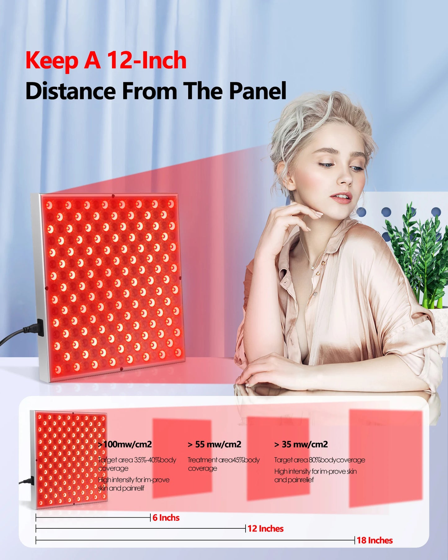 SkinFyx™ LED Red Light Therapy Panel – 225 LEDs for Anti-Aging, Skin Care & Pain Relief