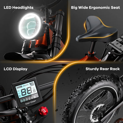 Cybervelo™ EK6 Folding Fat Tire E-Bike – 2000W Peak, 35+ MPH, 100+ Mile Range