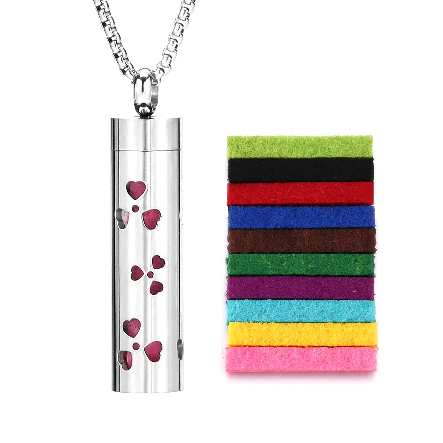 Stylish Stainless Steel Air Freshener Pendant Necklace - Versatile Perfume Oil Diffuser Charm for Men, Women, and Teens