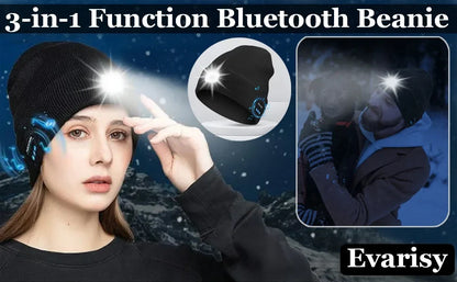 AudioBeam™ 3-in-1 Bluetooth Beanie — Built-In LED Headlamp & Wireless Headphones