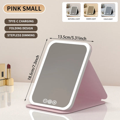 VividVue™ Portable Makeup Mirror – 3 Light Modes, Touch Control