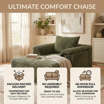 RidgeLoft™ 67" Oversized Corduroy Chaise Lounge & Sofa Bed